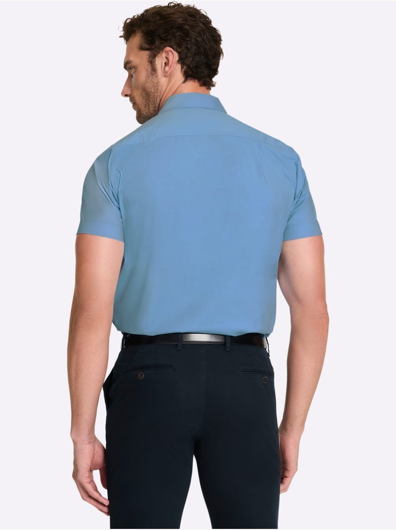 Chemise à Manches Courtes Poche Poitrine - Taille Standard - Witt Bleu ciel - Kiabi