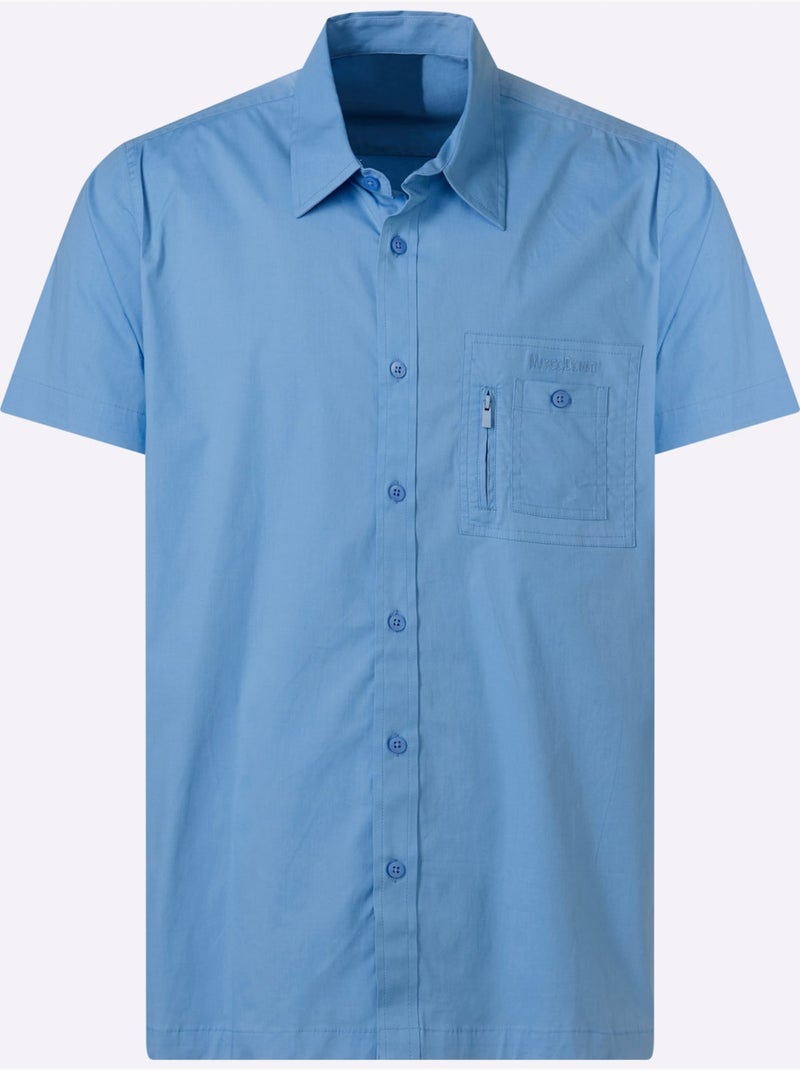 Chemise à Manches Courtes Poche Poitrine - Taille Standard - Witt Bleu ciel - Kiabi
