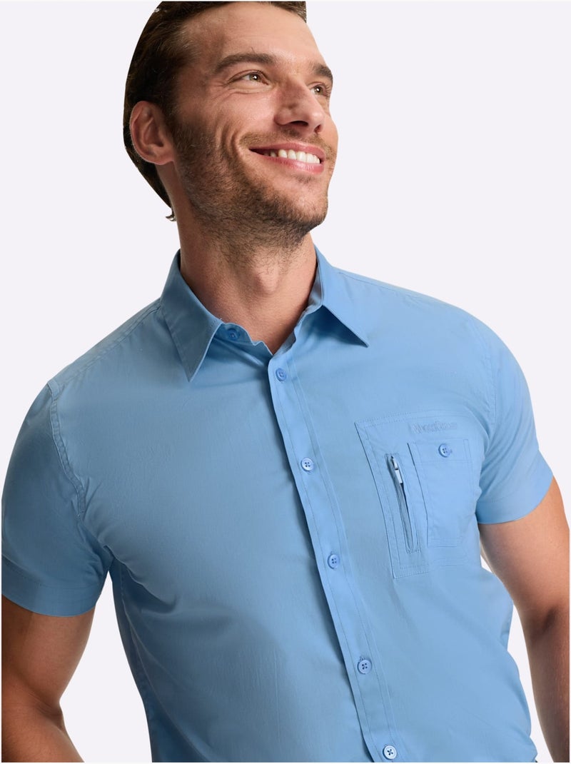 Chemise à Manches Courtes Poche Poitrine - Taille Standard - Witt Bleu ciel - Kiabi