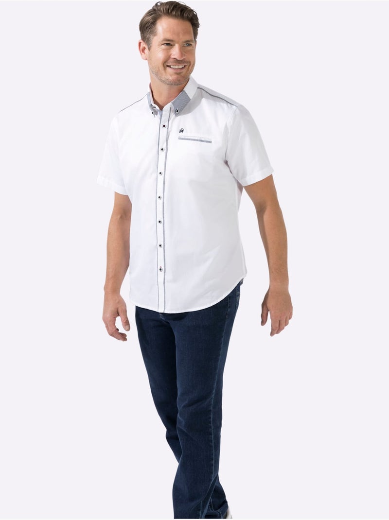 Chemise à Manches Courtes Poche Poitrine Pratique - Taille Standard - Witt Blanc - Kiabi
