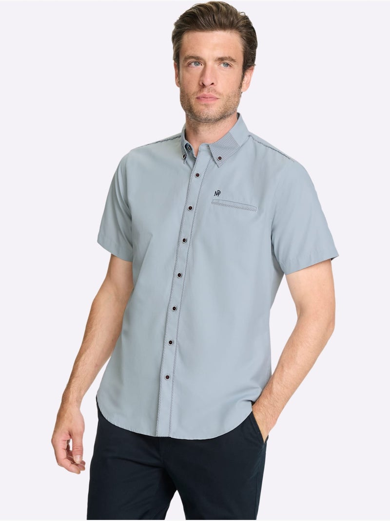 Chemise à Manches Courtes Poche Poitrine Pratique - Taille Standard - Witt Bleu clair - Kiabi