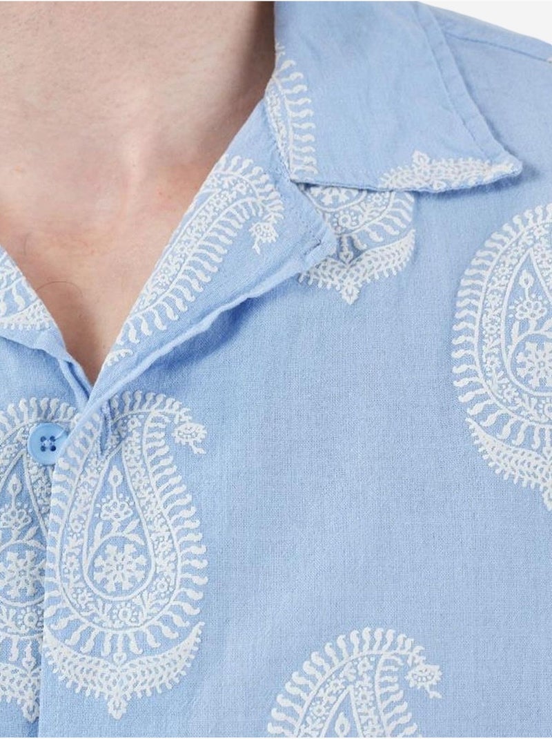 Chemise à manches courtes pour homme à imprimé cachemire giesto Bleu clair - Kiabi