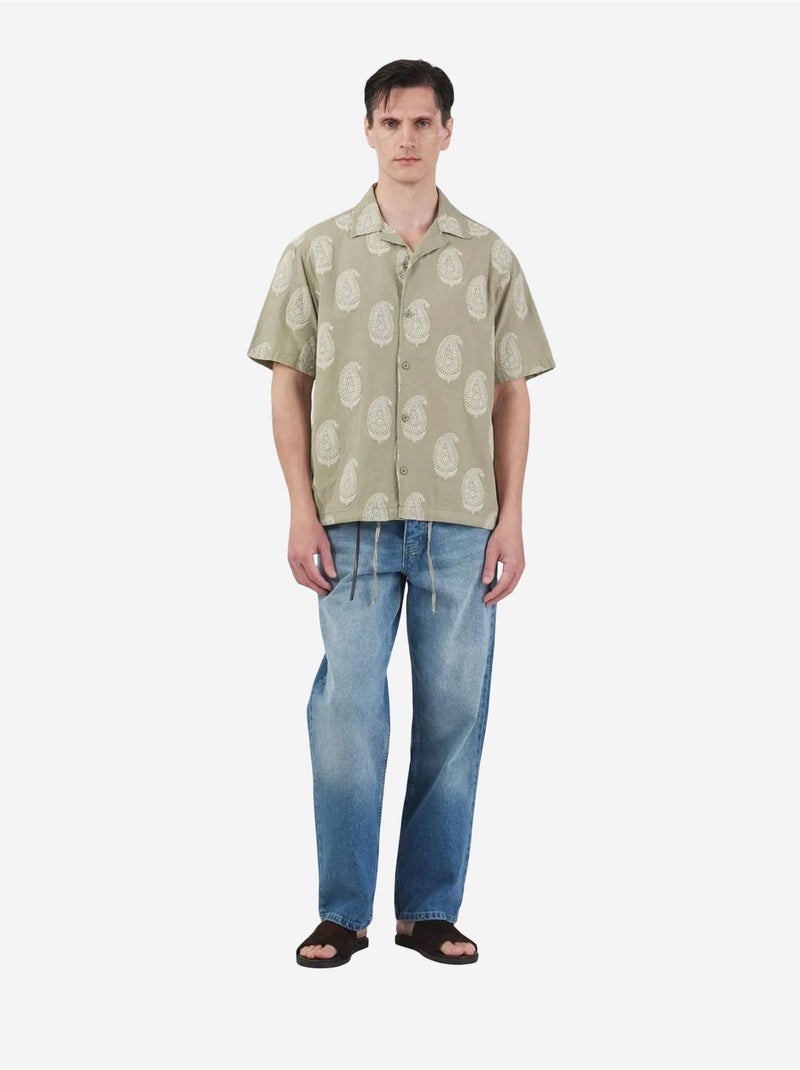 Chemise à manches courtes pour homme à imprimé cachemire giesto Kaki - Kiabi