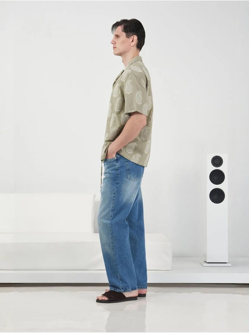 Chemise à manches courtes pour homme à imprimé cachemire giesto Kaki - Kiabi