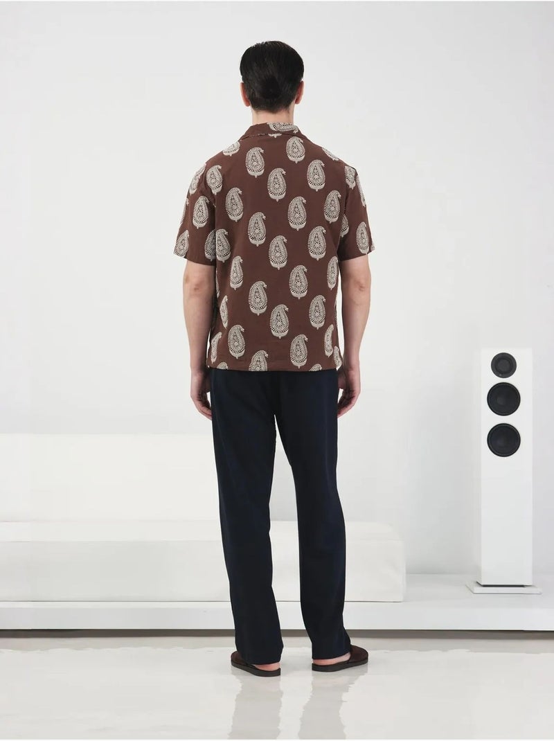 Chemise à manches courtes pour homme giesto à imprimé cachemire Marron clair - Kiabi