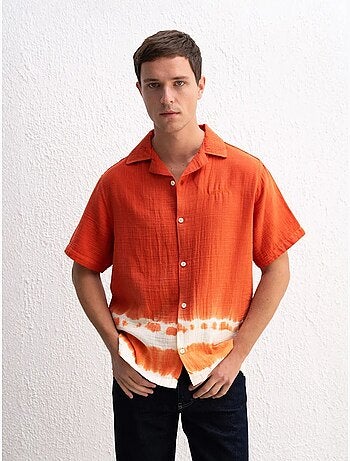 Chemise à manches courtes pour homme , motif tie-dye, fermeture boutonnée giesto