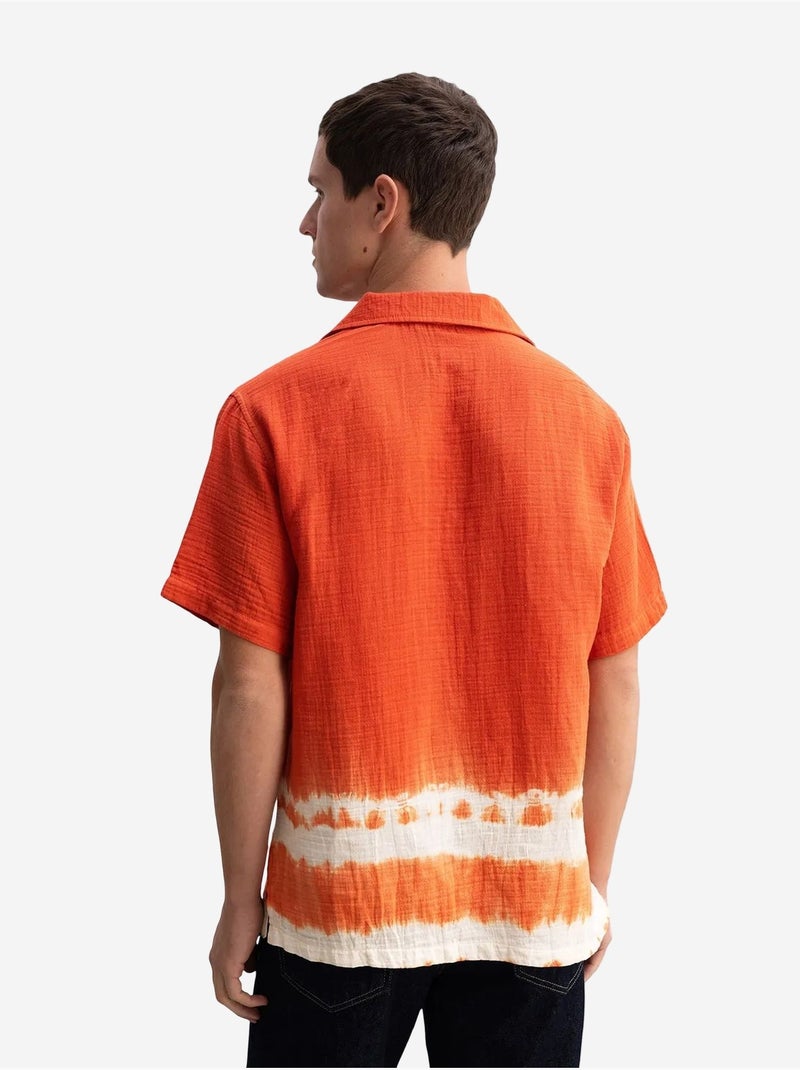 Chemise à manches courtes pour homme , motif tie-dye, fermeture boutonnée giesto Rouge brique - Kiabi