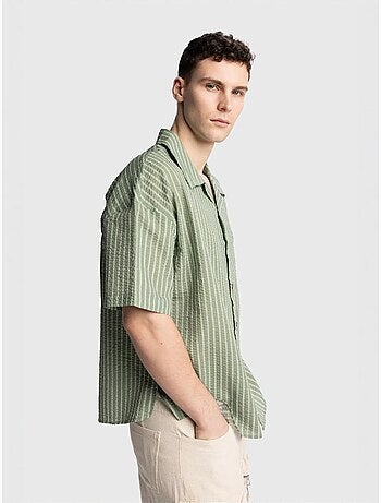 Chemise à manches courtes rayée texturée avec poche giesto