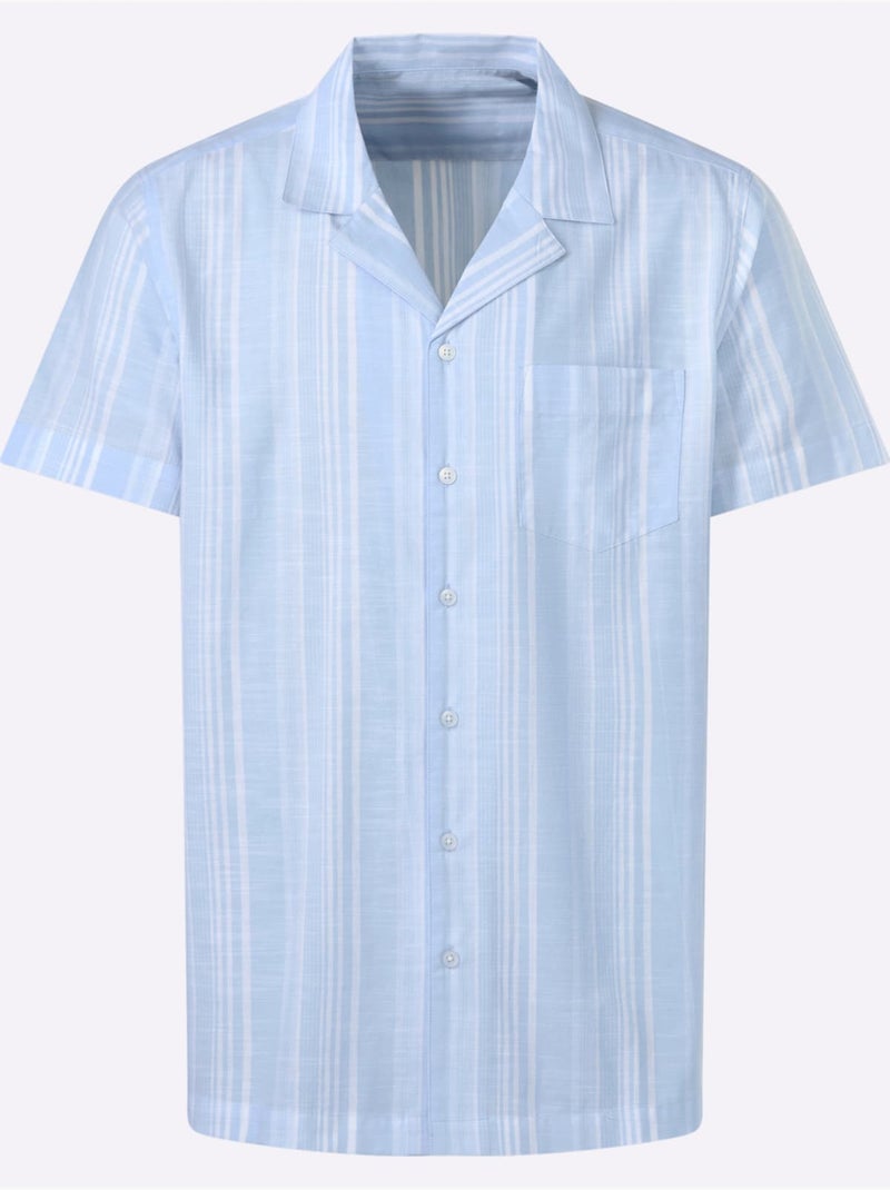 Chemise à Manches Courtes Rayures En Fils Teintés - Taille Standard - Witt Bleu Blanc - Kiabi