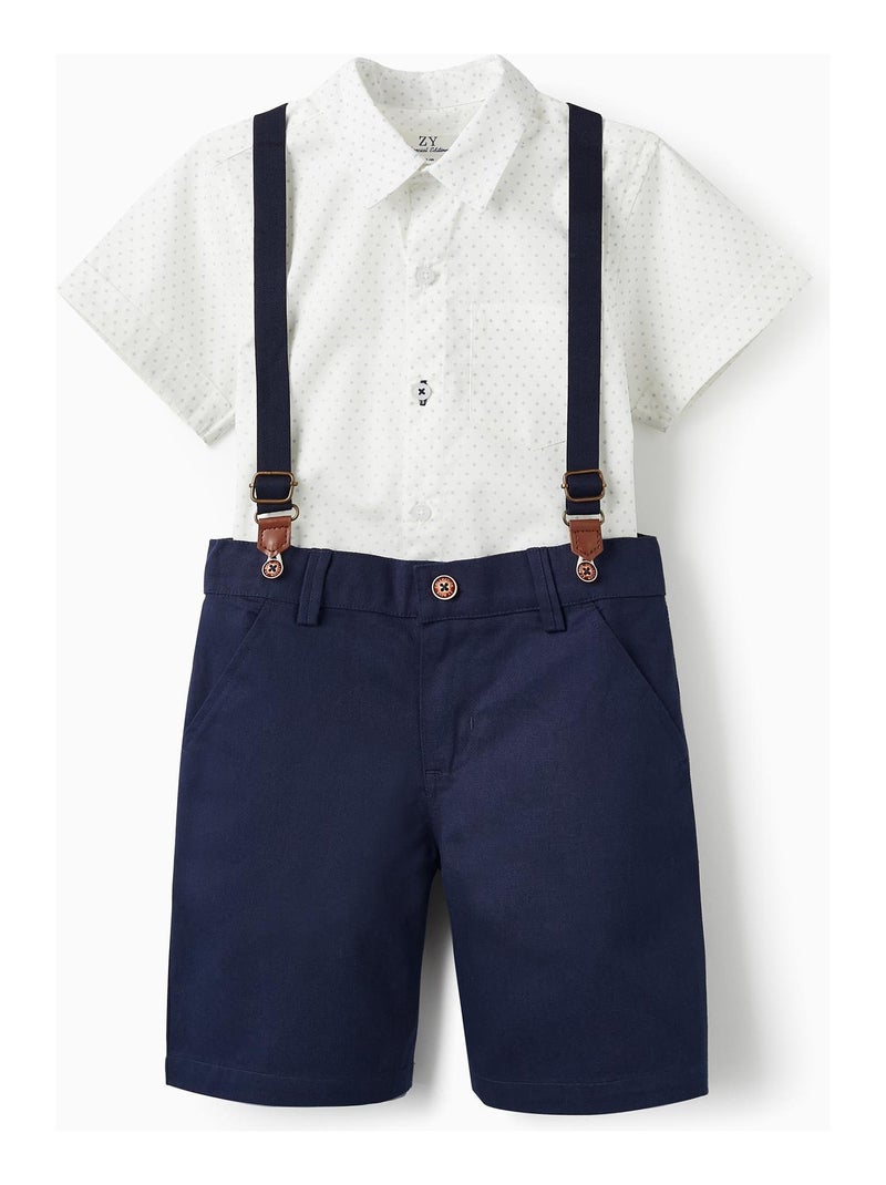 Chemise à manches courtes + Short avec bretelles pour garçon  CÉRÉMONIE Blanc - Kiabi