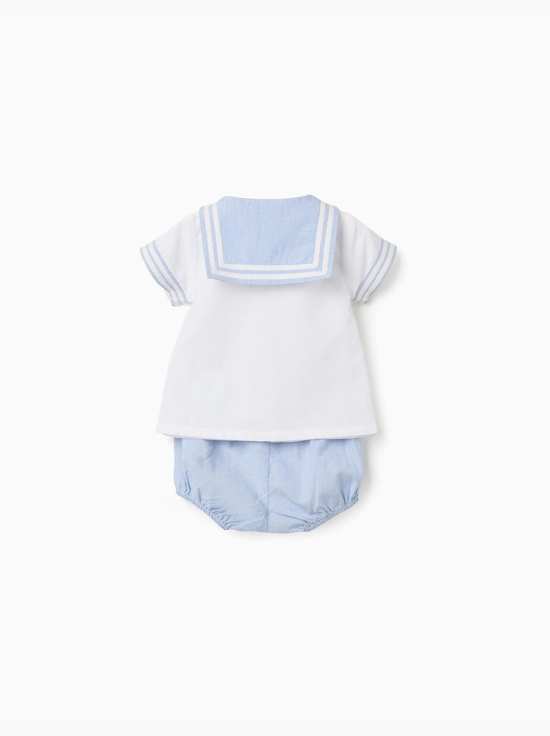Chemise à manches courtes + short en coton Bleu clair - Kiabi