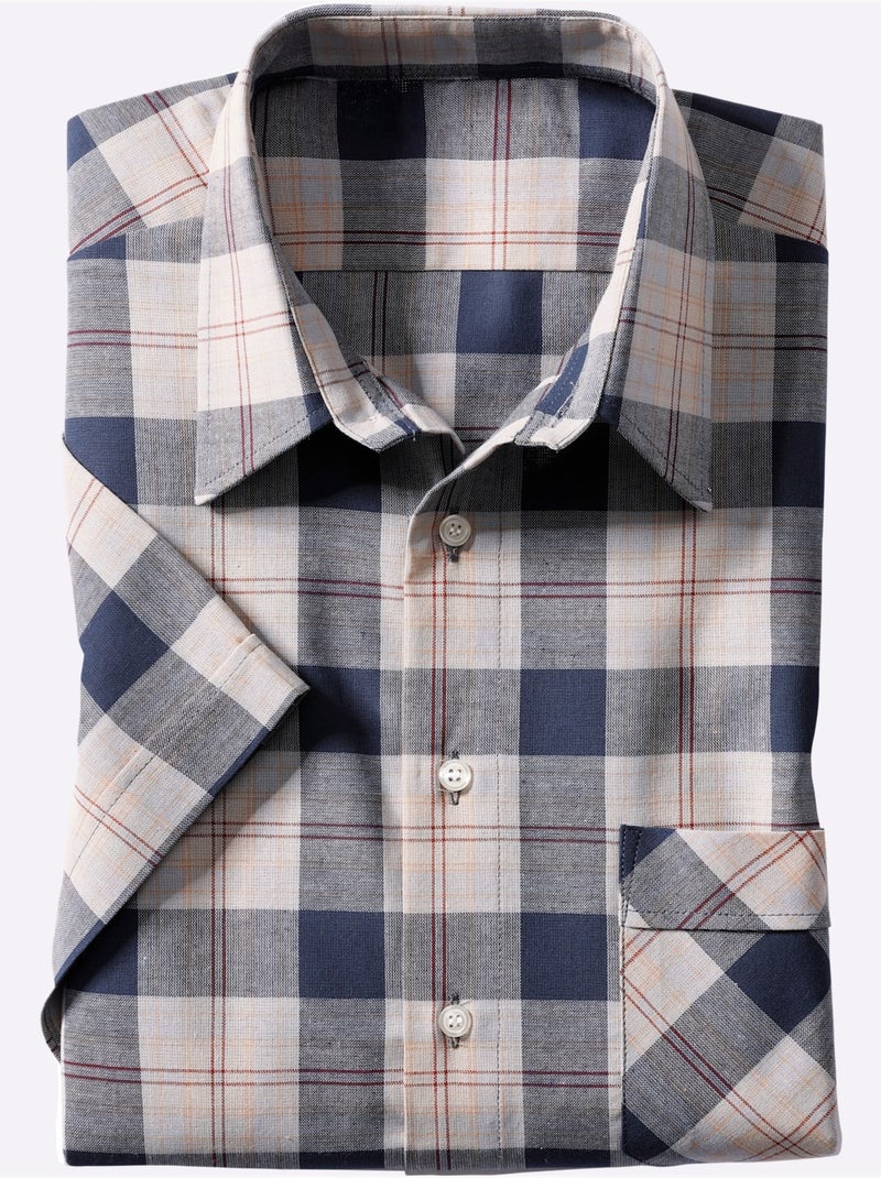 Chemise à Manches Courtes Superbes Motifs à Carreaux - Taille Standard - Witt Bleu Beige - Kiabi