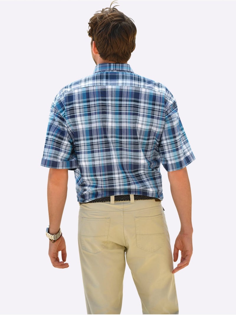 Chemise à Manches Courtes Superbes Motifs à Carreaux - Taille Standard - Witt Bleu - Kiabi