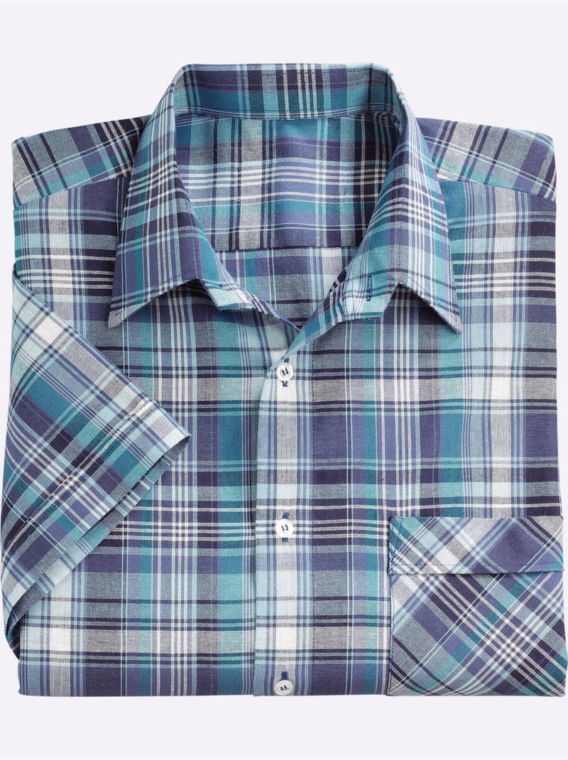Chemise à Manches Courtes Superbes Motifs à Carreaux - Taille Standard - Witt Bleu - Kiabi