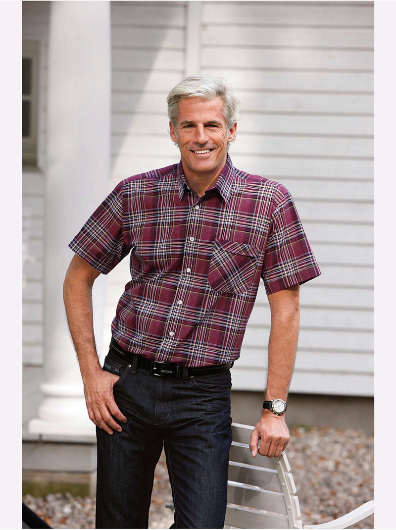 Chemise à Manches Courtes Superbes Motifs à Carreaux - Taille Standard - Witt Bordeaux - Kiabi