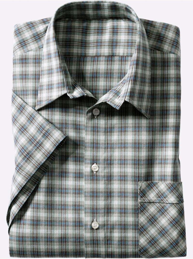 Chemise à Manches Courtes Superbes Motifs à Carreaux - Taille Standard - Witt Vert - Kiabi