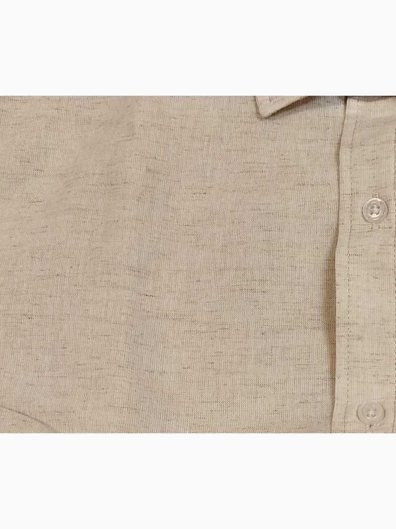 Chemise à manches courtes unie Beige - Kiabi