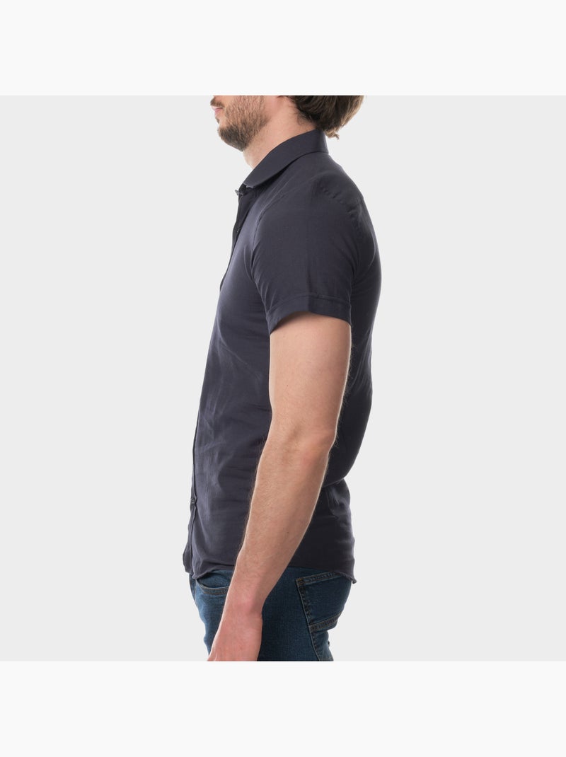 Chemise à manches courtes unie Bleu marine - Kiabi