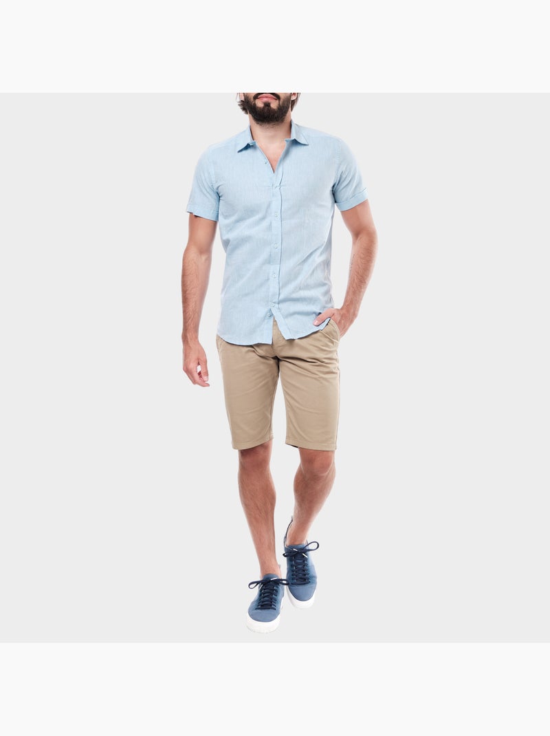 Chemise à manches courtes unie Ciel - Kiabi