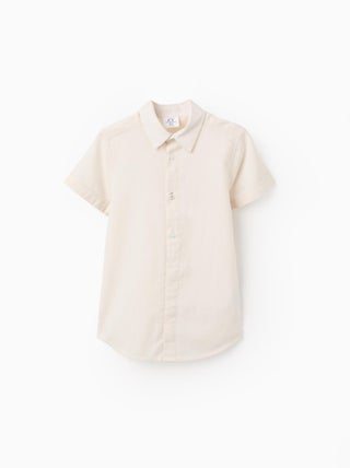 Chemise à Manches Courtes Unie en Coton