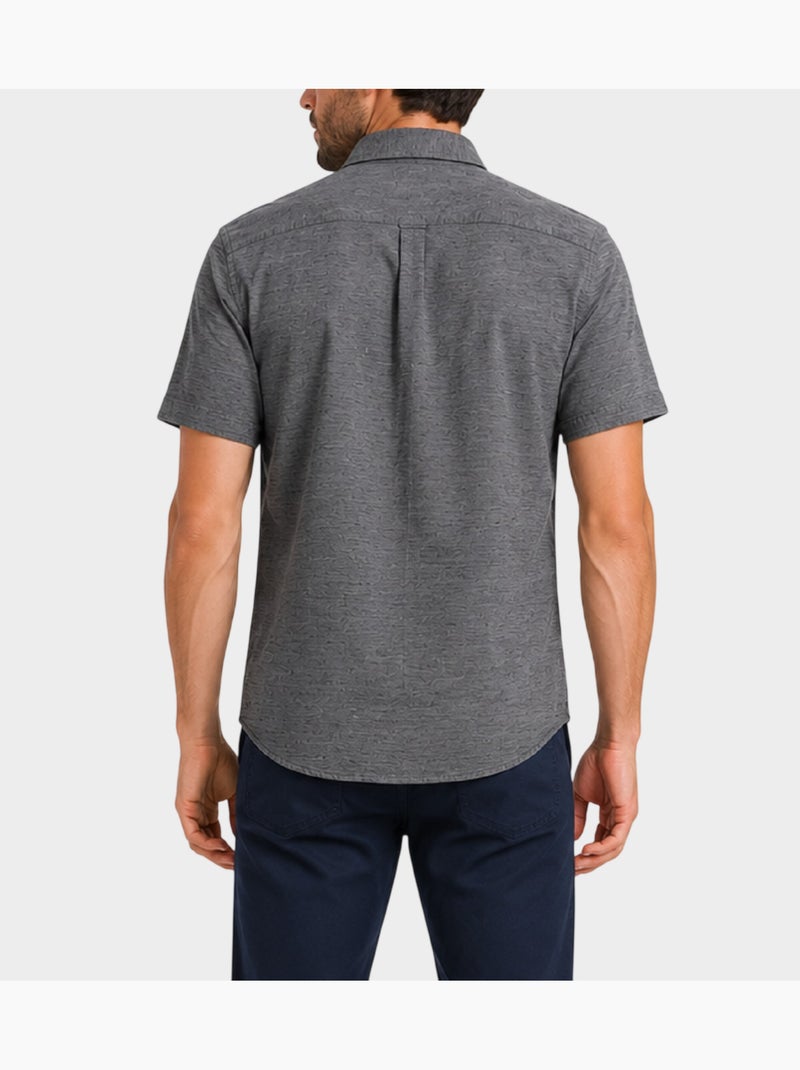 Chemise à manches courtes unie gris anthracite - Kiabi