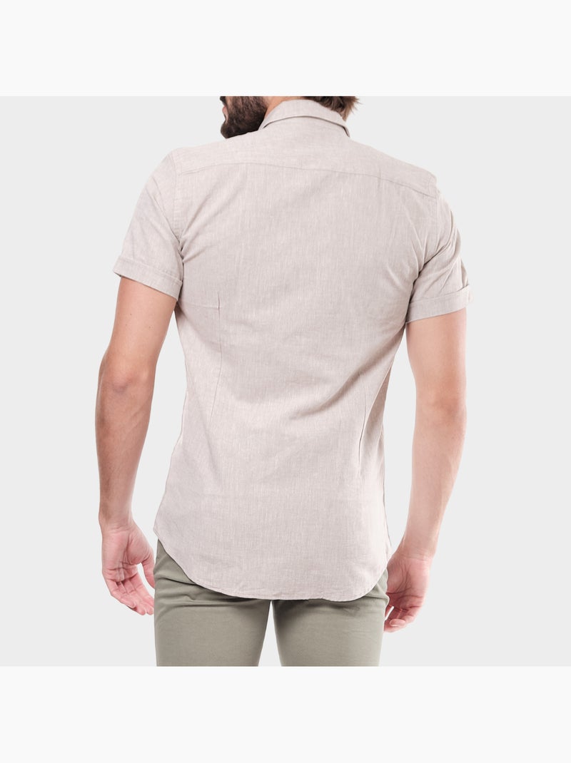Chemise à manches courtes unie Marron - Kiabi