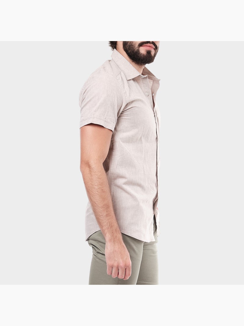 Chemise à manches courtes unie Marron - Kiabi