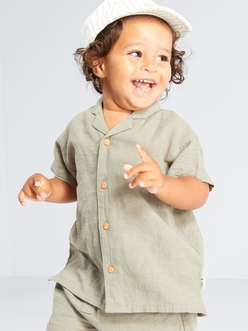 Chemise à manches courtes Vert - Kiabi