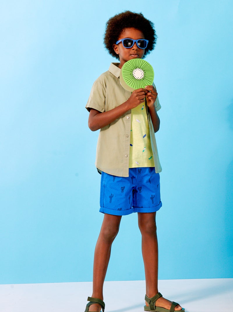 Chemise à manches courtes Vert gris - Kiabi