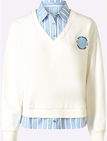 Chemise à manches longues 2 en 1 aspect 2 en 1 tendance - taille standard - helline