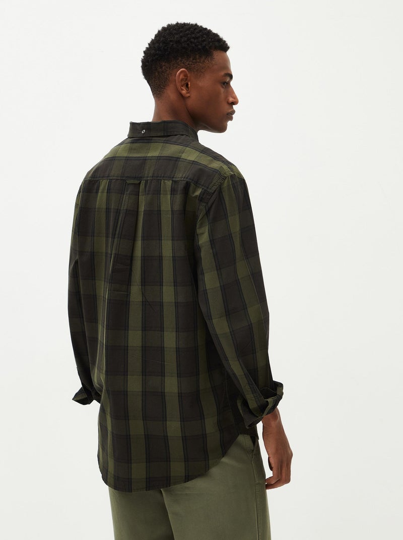 Chemise à manches longues à carreaux Vert - Kiabi