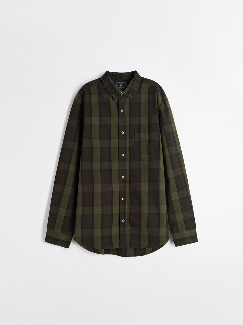 Chemise à manches longues à carreaux Vert - Kiabi