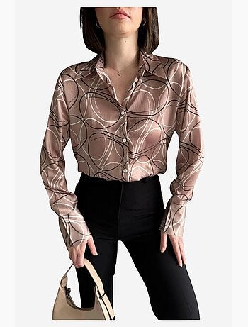 Chemise à manches longues à imprimé géométrique et fermeture boutonnée my fashion