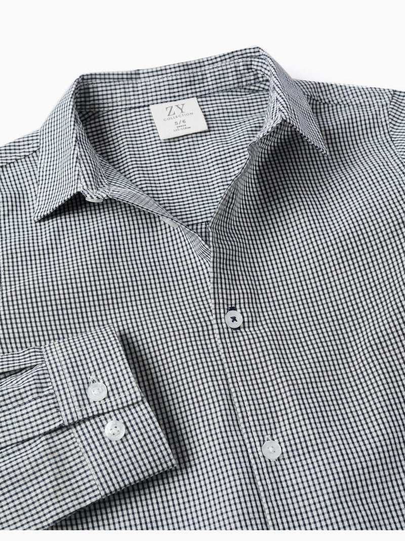 Chemise à manches longues à motif vichy Bleu foncé - Kiabi