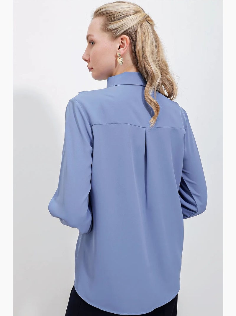Chemise à manches longues à volants bdart Bleu - Kiabi