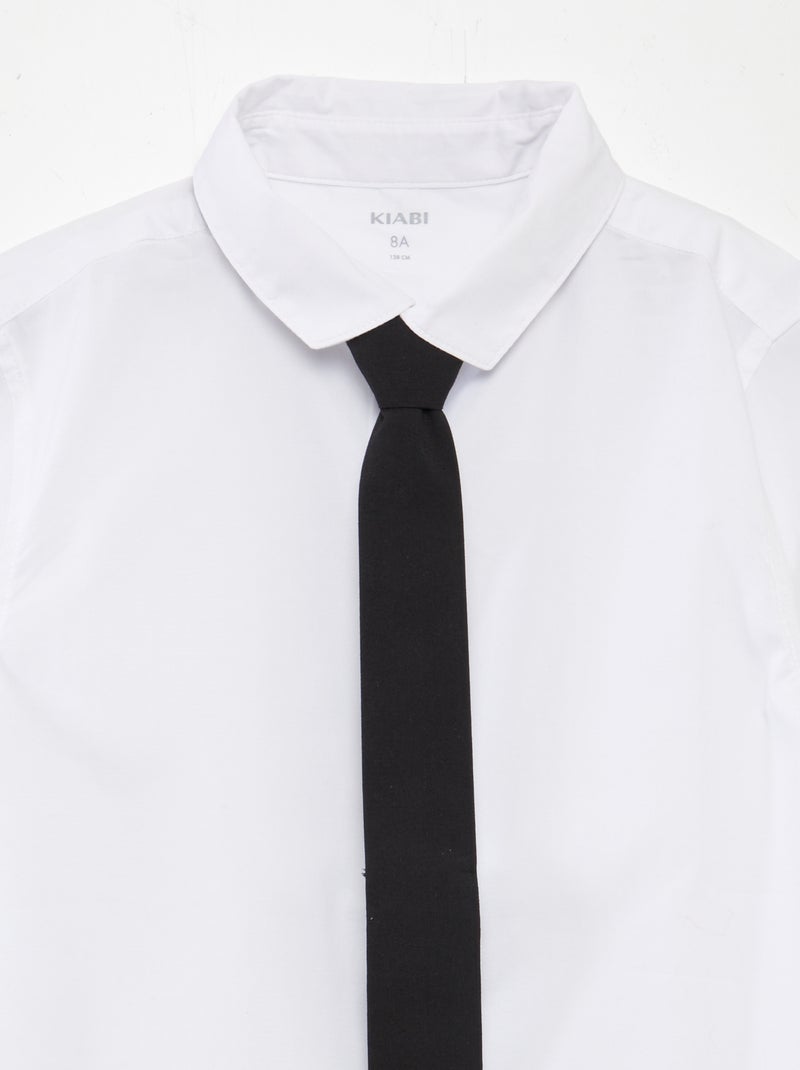 Chemise à manches longues avec cravate blanc - Kiabi