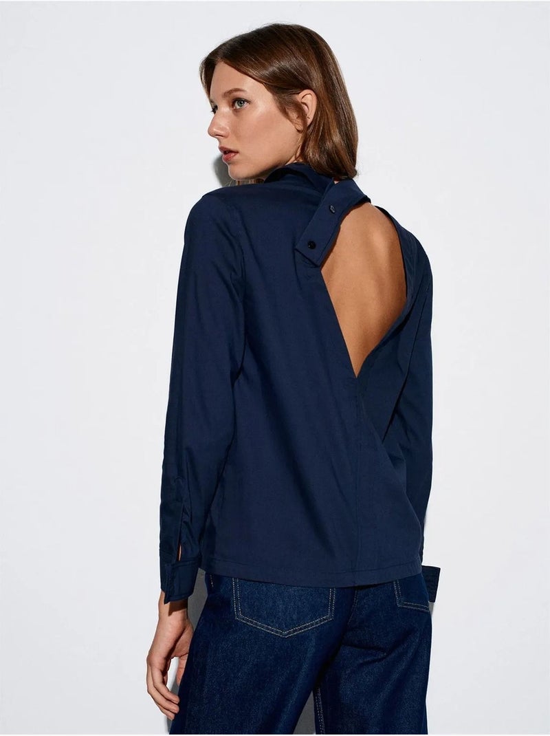 Chemise à manches longues avec découpe dilvin Bleu marine - Kiabi