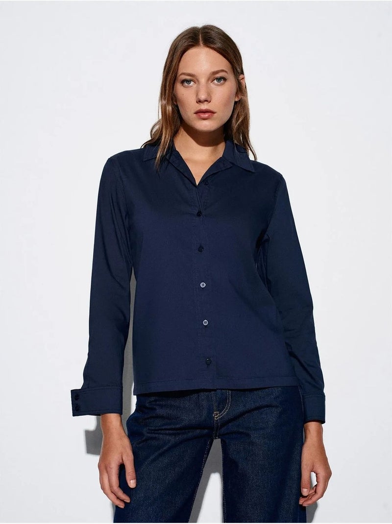 Chemise à manches longues avec découpe dilvin Bleu marine - Kiabi