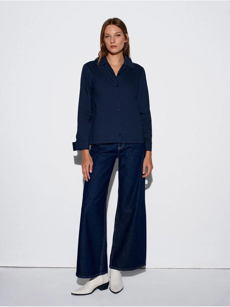 Chemise à manches longues avec découpe dilvin Bleu marine - Kiabi