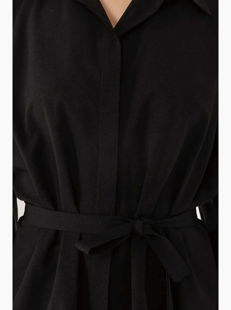 Chemise à manches longues avec détail noué hiccup Noir - Kiabi