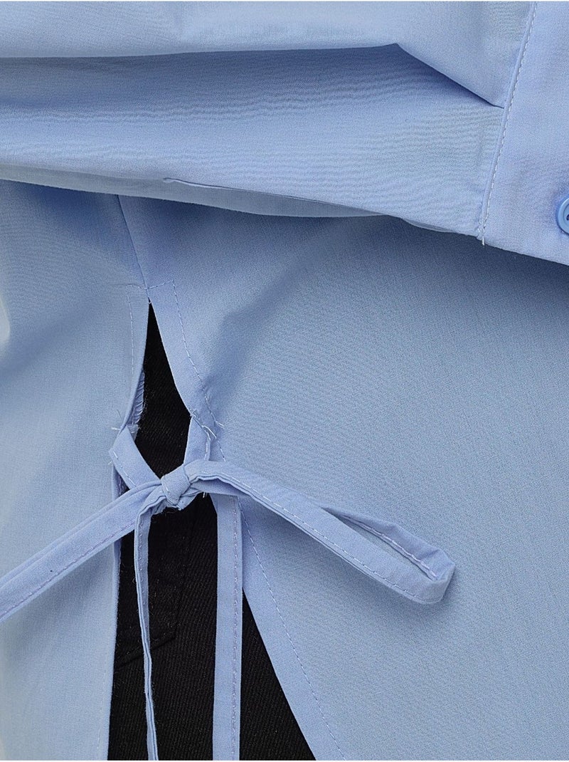 Chemise à manches longues avec détails noués Bleu - Kiabi