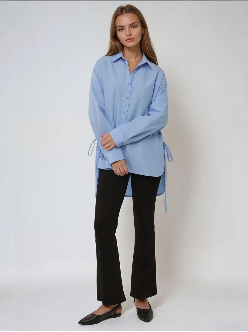 Chemise à manches longues avec détails noués Bleu - Kiabi