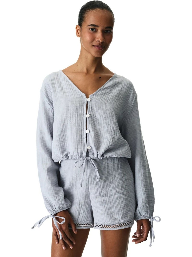 Chemise à manches longues balloon lessi penti Gris clair - Kiabi