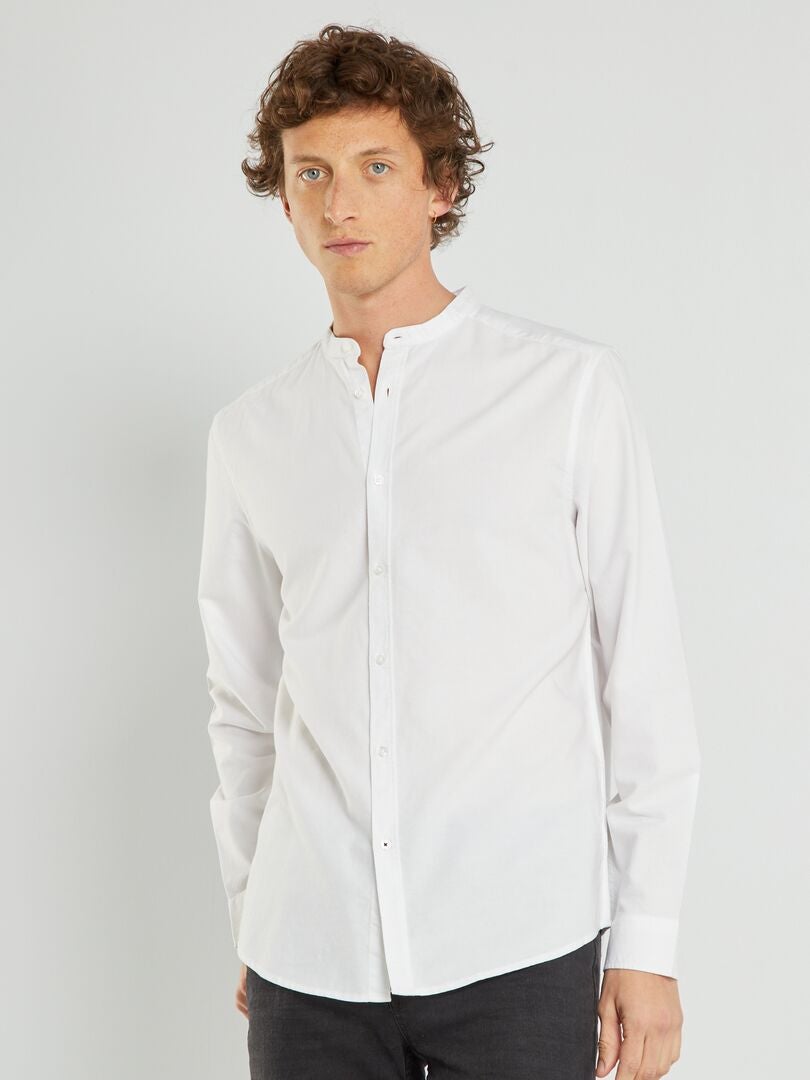 Chemise à manches longues blanc - Kiabi