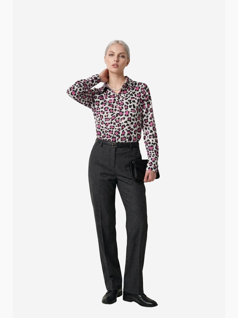 Chemise à manches longues boutonnée à imprimé léopard my fashion Magenta - Kiabi
