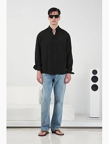 Chemise à manches longues boutonnée coupe classique en tencel giesto