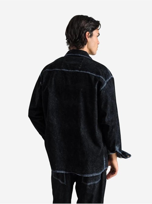 Chemise à manches longues boutonnée en gabardine avec col veste giesto - Kiabi Chemise à manches longues boutonnée en gabardine avec col veste giesto - Kiabi