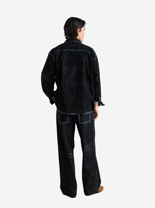 Chemise à manches longues boutonnée en gabardine avec col veste giesto - Kiabi Chemise à manches longues boutonnée en gabardine avec col veste giesto - Kiabi