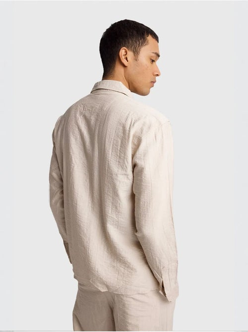 Chemise à manches longues boutonnée en gabardine avec poche giesto - Kiabi