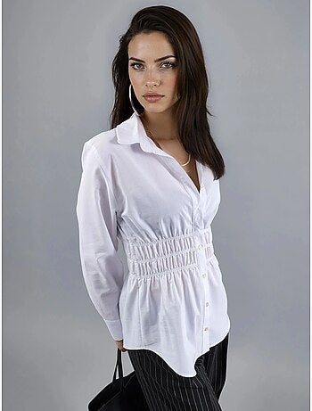 Chemise à manches longues boutonnée en popeline busem